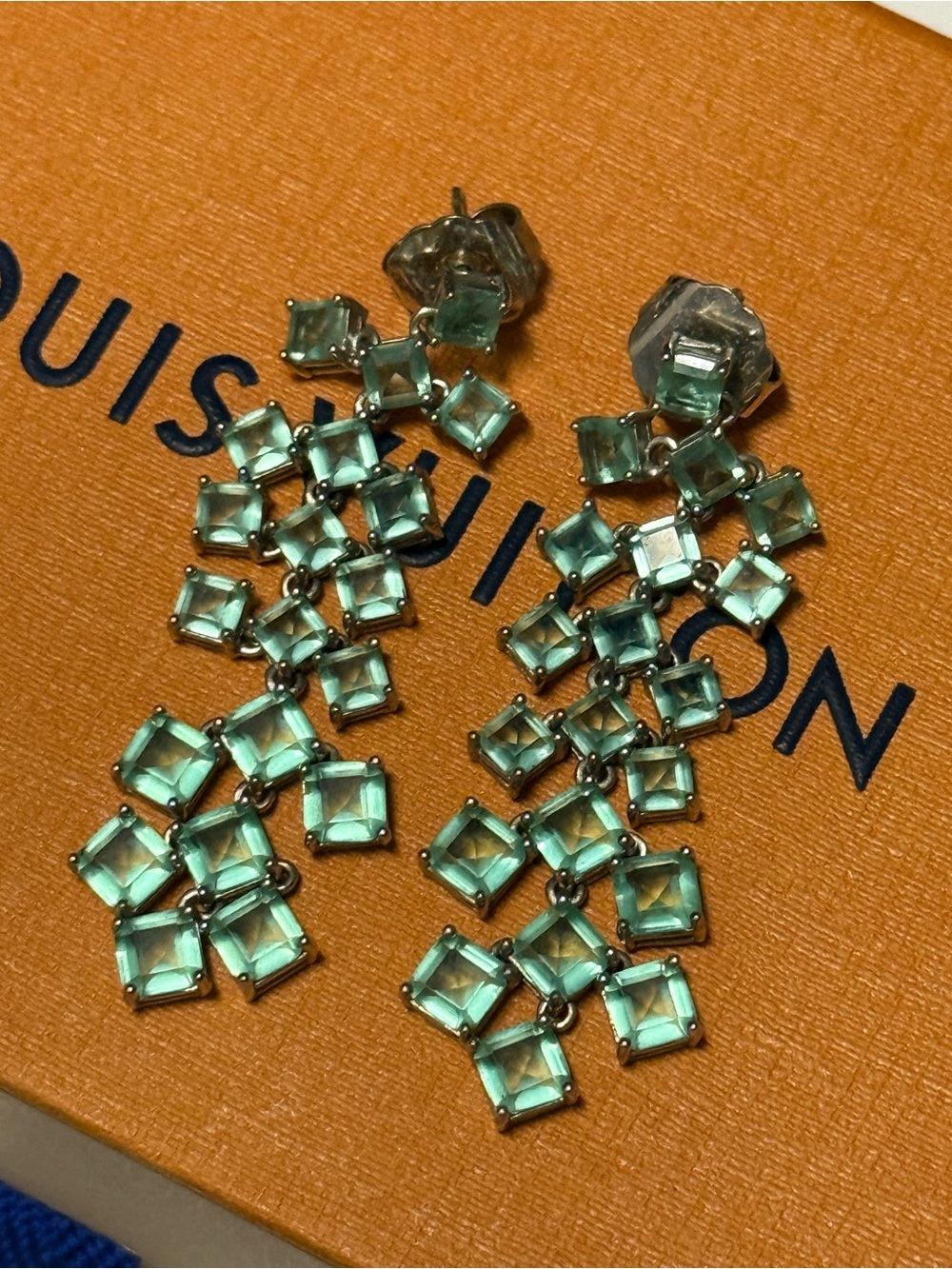 Lux Cascade Aqua Crystal Drop Earrings